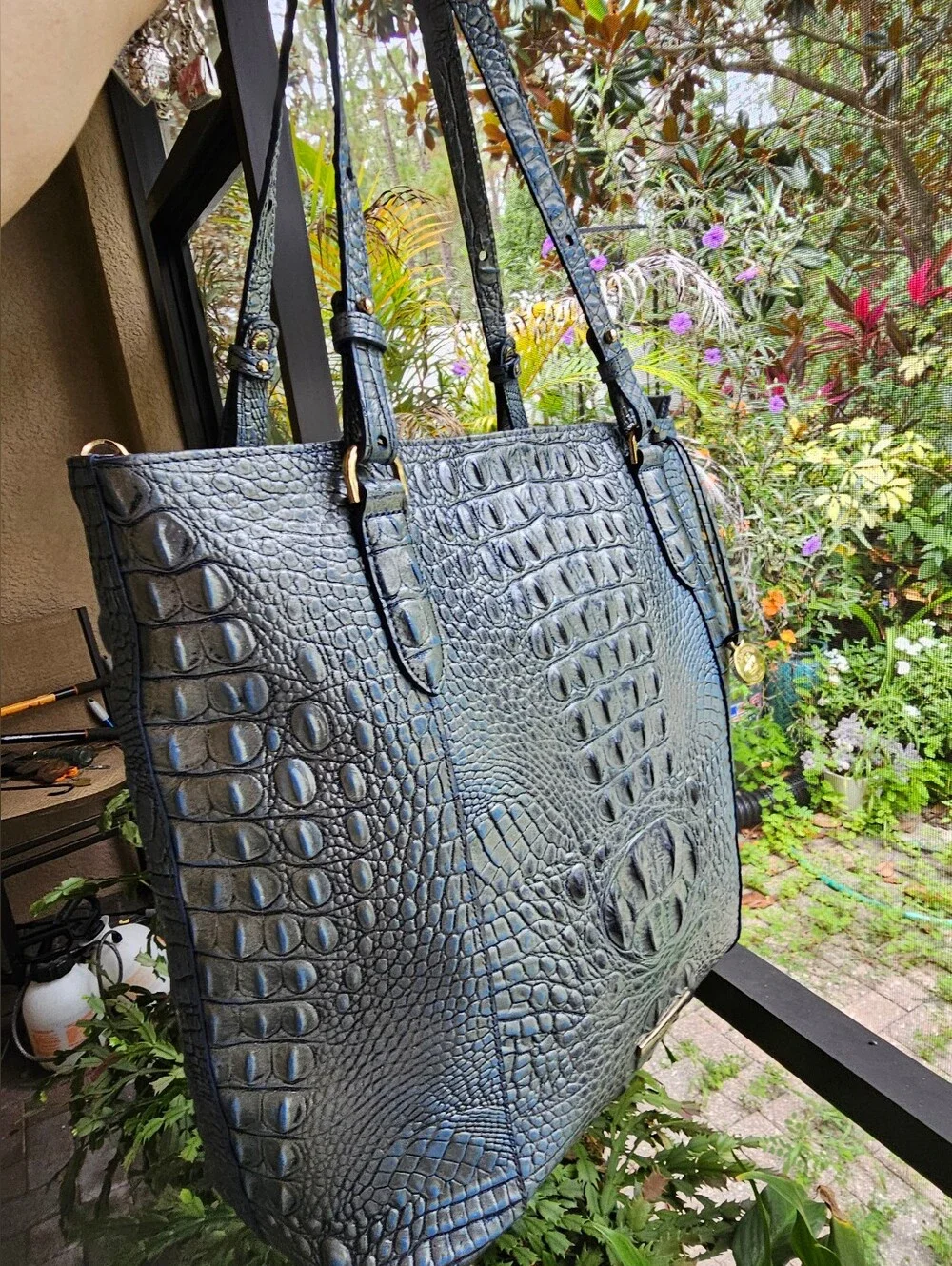 Brahmin Large Abigail Tote & Matching Slim Card Wallet Serenity Ombre Melbourne - Picture 1 of 13